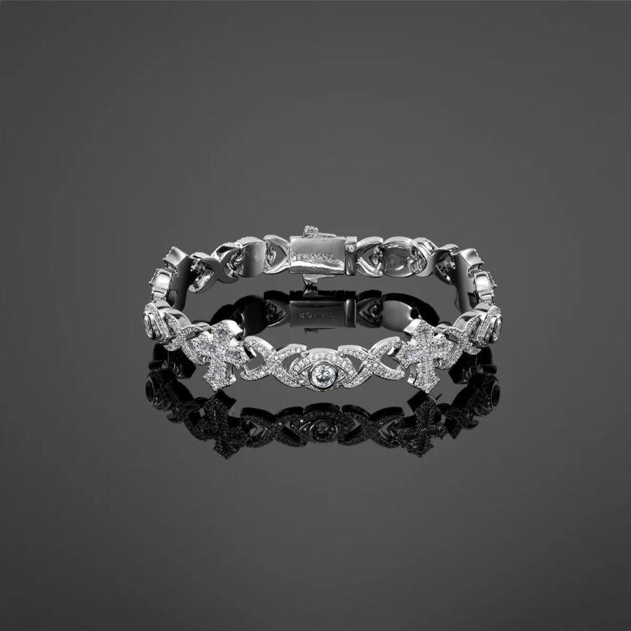 Baguette Evil  Eye Cross Bracelet - RG3013 8” | RGMNT
