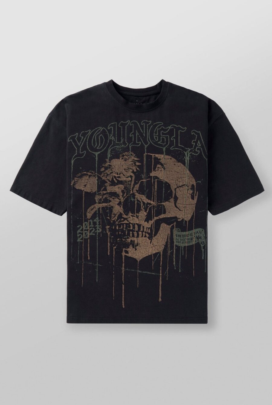 4116 - Floral Skull Tees | YOUNGLA