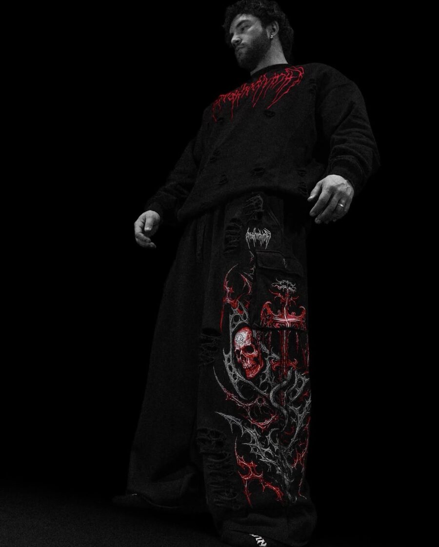 Mens Tarnished Uncuffed Luxury Cargos [Blood Metal Febrero ] | BREATHEDIVINITY