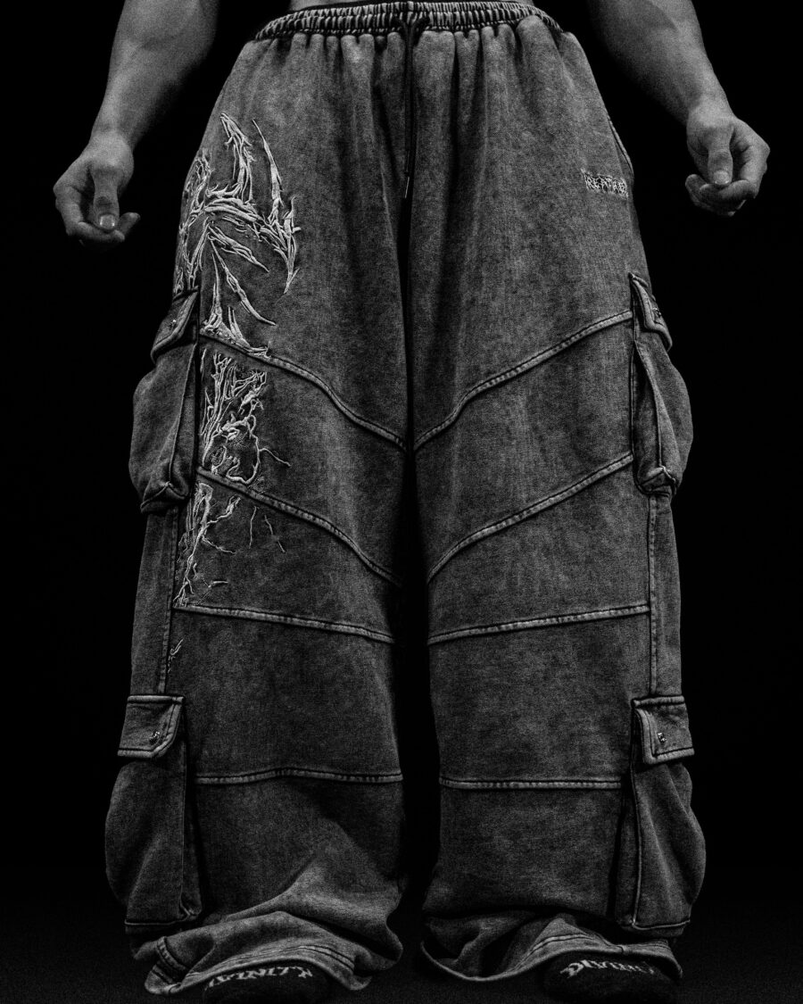 937 Embroidered Tactical Oversized Uncuffed Cargos [Vintage Agosto] | BREATHEDIVINITY