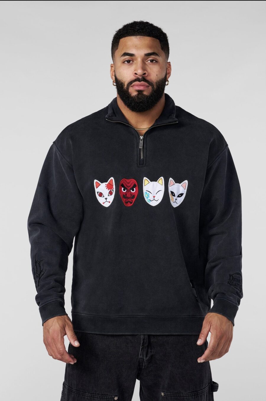 5197 - Demon Slayer Quarter Zip Warding Masks | YOUNGLA